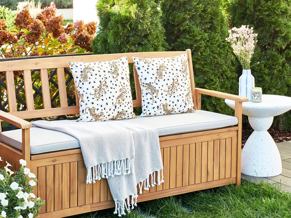 Gartenkissen 2er Set ARENZANO Tiermuster 45 x 45 cm Beige_905330