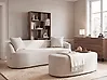 Sofa AMAL mit Ottomane Stoff Hellbeige