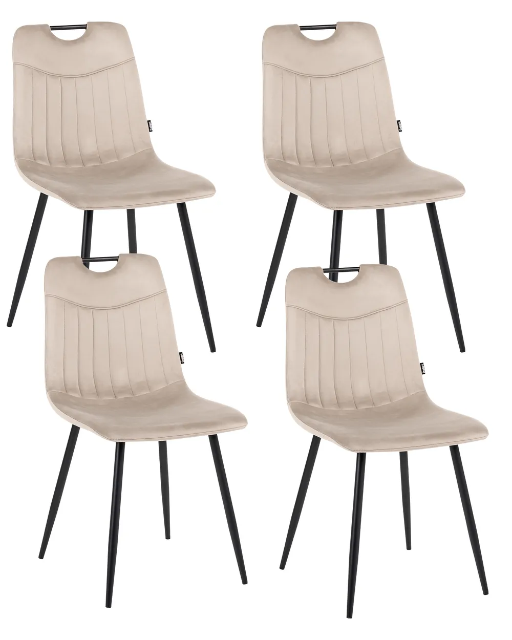 Esszimmerstuhl 4er Set ARGYLE Samtstoff Taupe