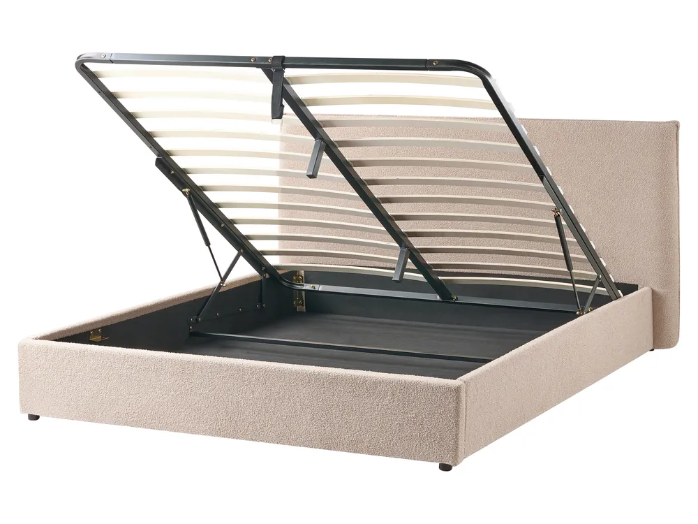 Ottoman Bed LAVAUR Boucle Taupe 160 x 200 cm (EU King Size)_989428