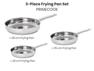 Set of 3 Frying Pans PRIMECOOK Stainless Steel Silver_1051151