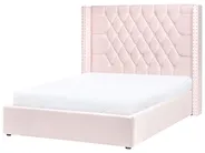 Bett mit Stauraum LUBBON Samtstoff Pastellrosa 140 x 200 cm_833869