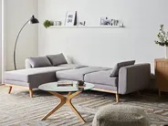 Eckschlafsofa 3-Sitzer KAARINA Stoff Grau rechtsseitig_1100043