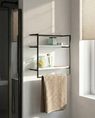 Towel Rack BETANIA with Shelves Metal Black_1051055
