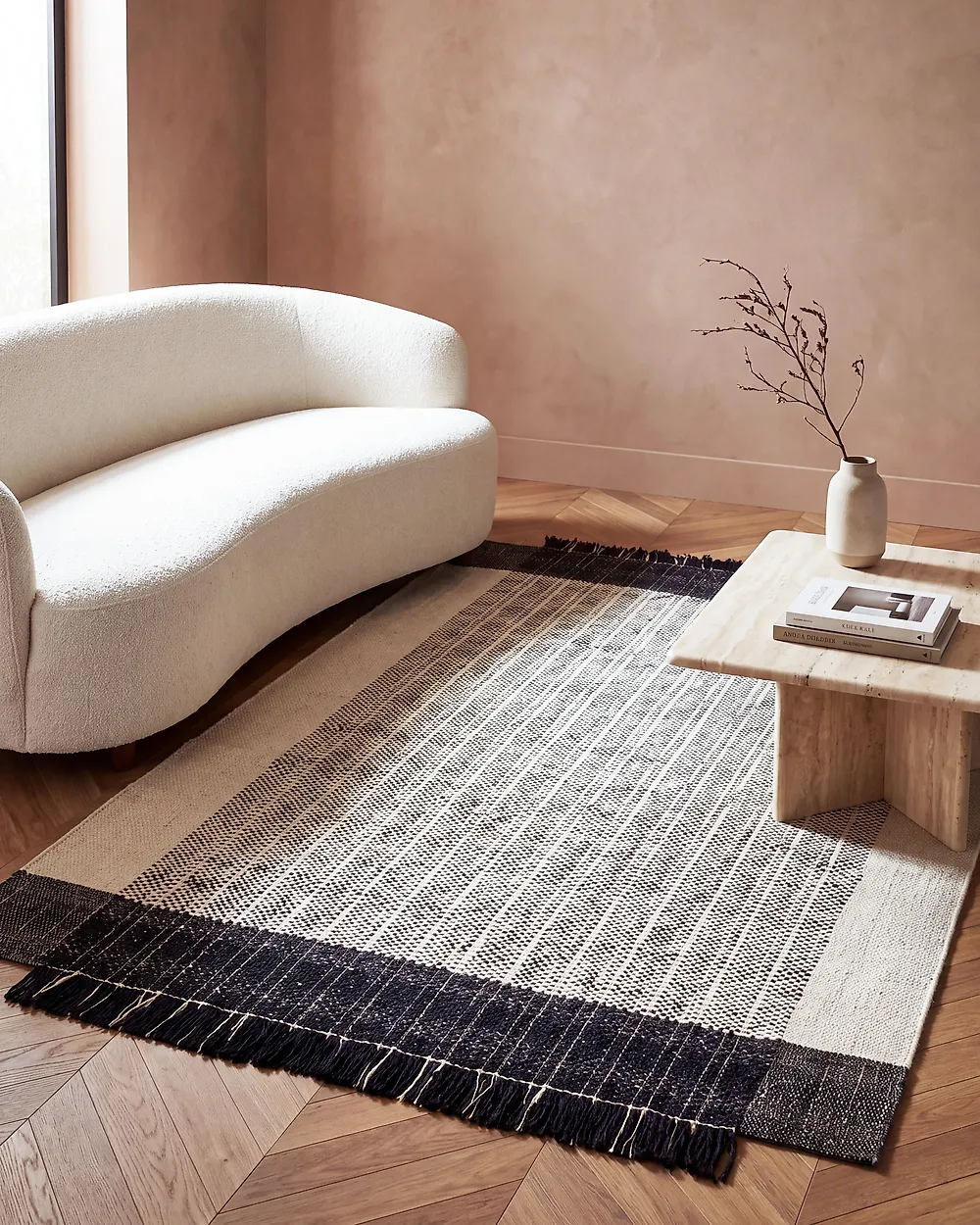 Teppich KETENLI Weiß 160 x 230 cm Wolle_1179123