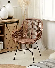 Dining Chair CANORA Rattan Brown_1151274
