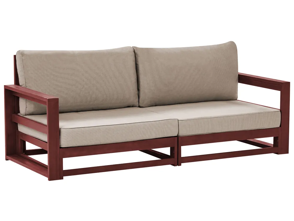 Gartensofa 2-Sitzer TIMOR modular Akazienholz Dunkelrot