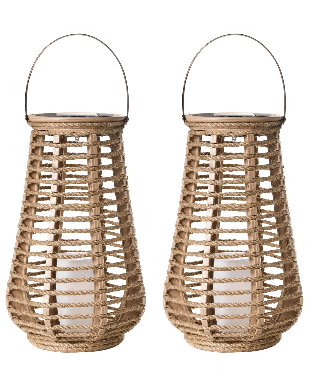 Solarbetriebene Laternen 2er-Set GWAYI 34 cm Naturfarben