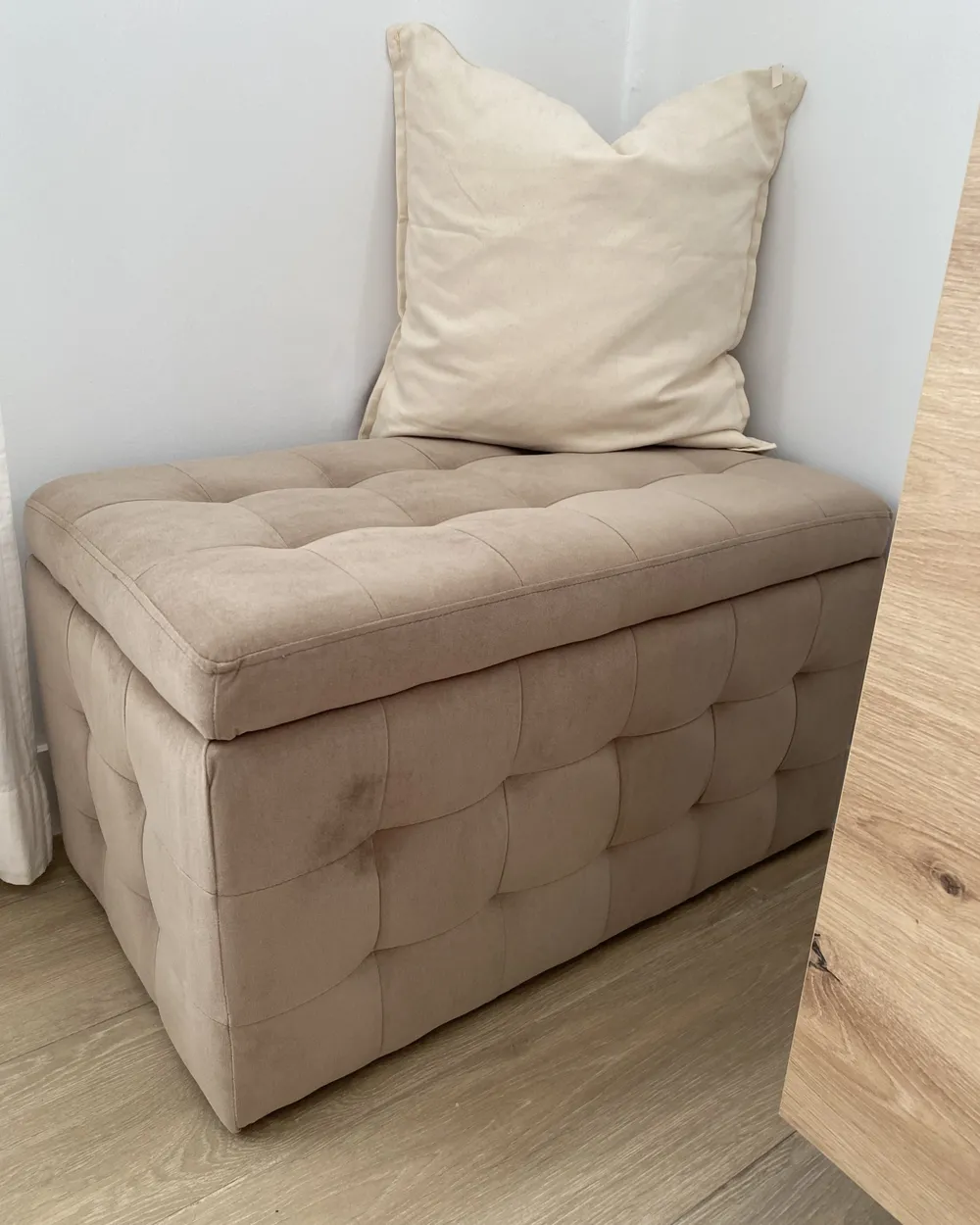 Storage Ottoman MICHIGAN Velvet Light Brown_1019852