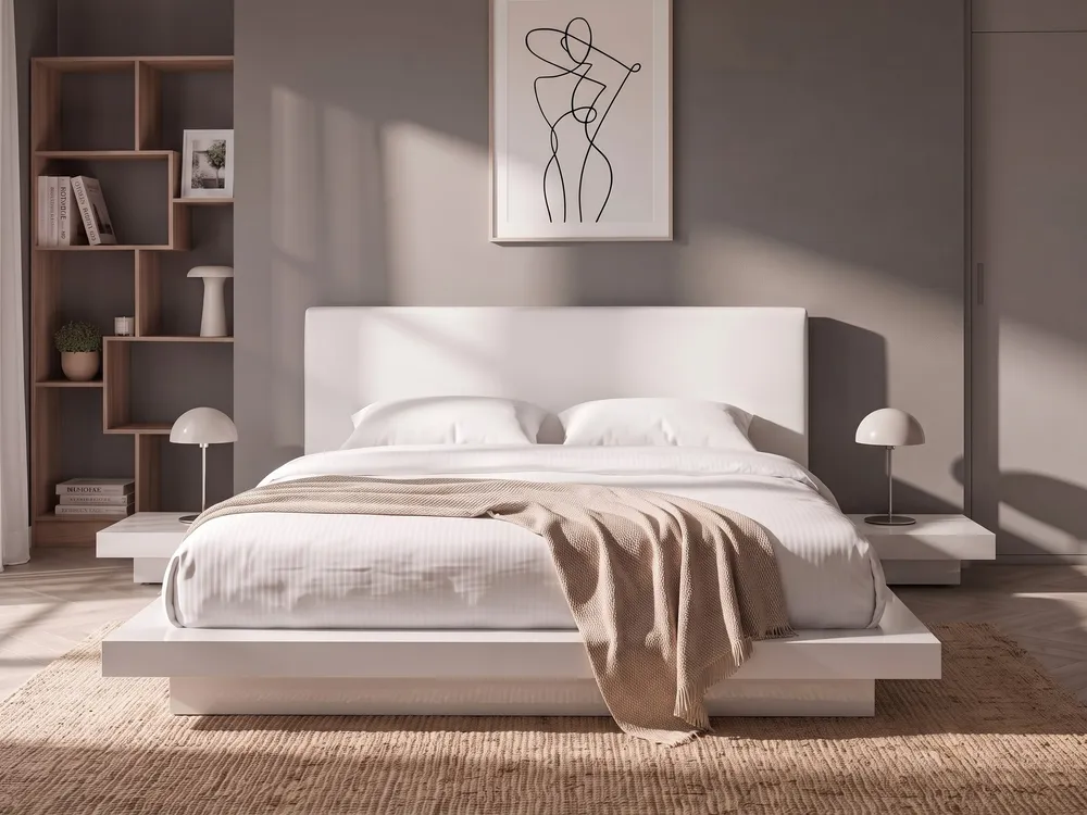 Waterbed Faux Leather ZEN 160 x 200 cm (EU King Size) White_870099