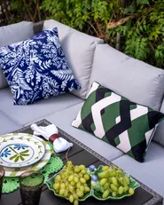 Gartenkissen 2er Set GLIMMER Pflanzenmuster 45 x 45 cm Blau_1031307