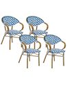Gartenstuhl 4er Set CASPRI Polyrattan Blau / Weiß
