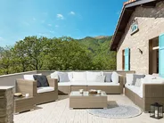 Lounge Set mit Tisch 8-Sitzer MAESTRO modular Polyrattan Hellbraun_776290
