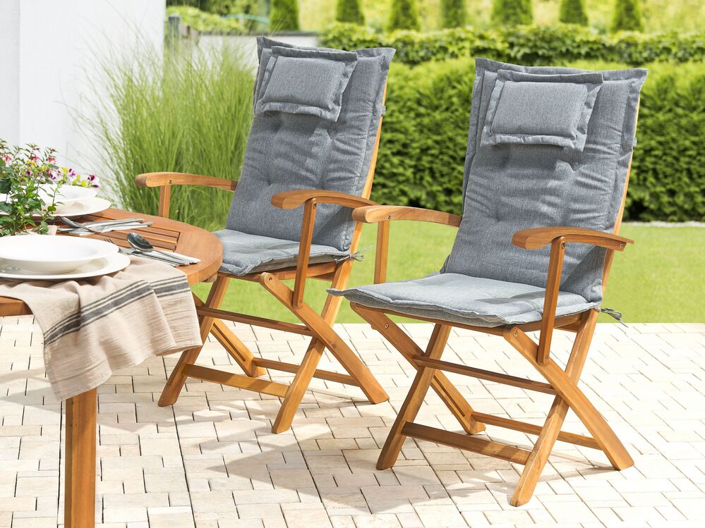 Set of 2 Back/Seat Cushions MAUI 40 x 54 cm Grey