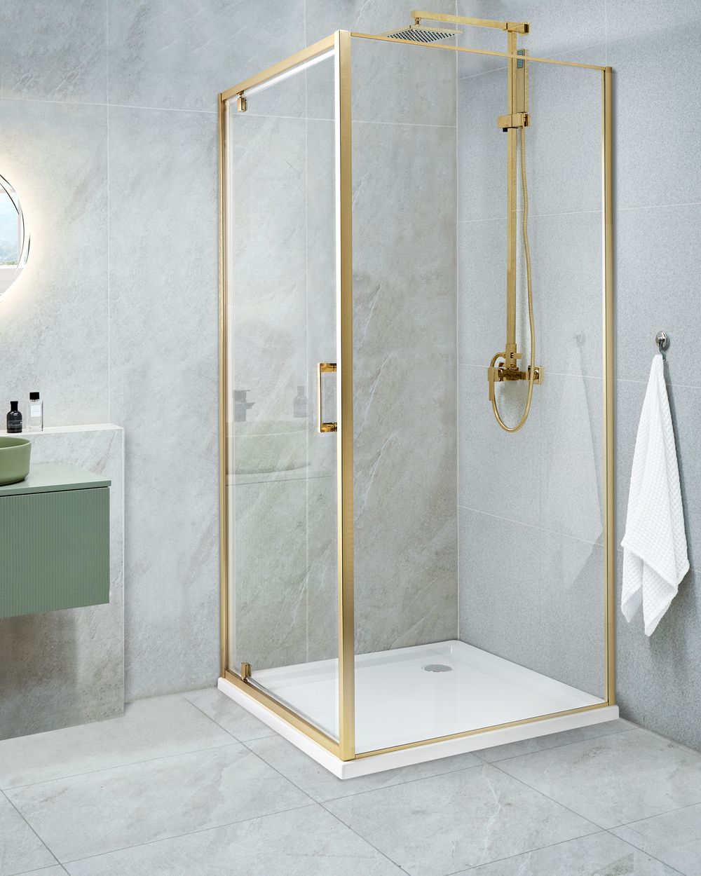 Shower Enclosure DARLI 800 x 800 x 1850 mm Gold