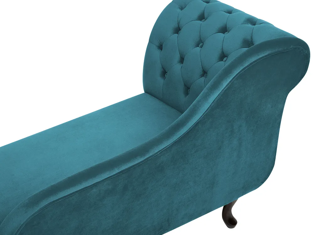 Left-Hand Chaise Longue NIMES Velvet Teal_805916