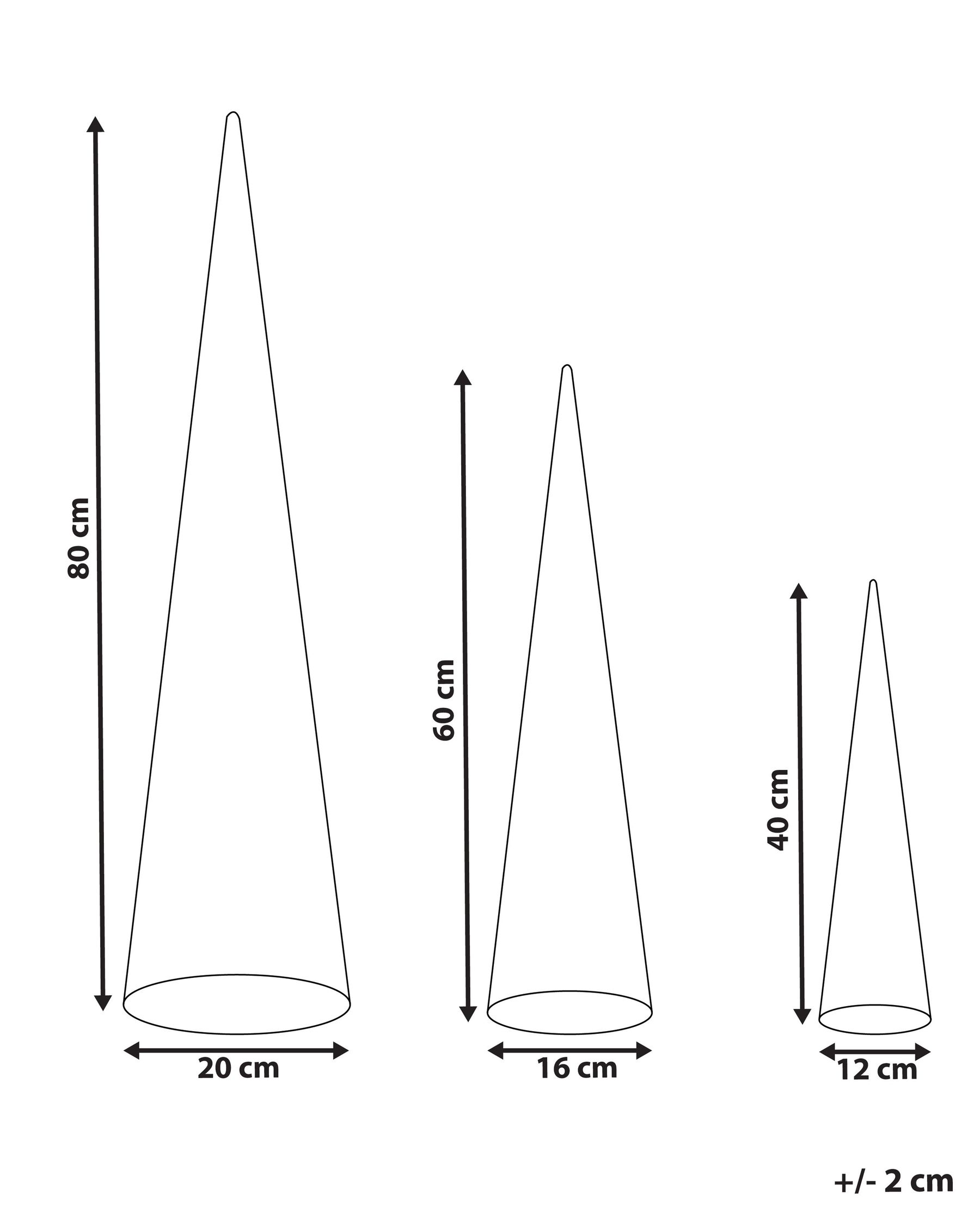 Weihnachtsdekoration 3er Set LED VEJLESO 40/60/80 cm Weihnachtsbaum Schwarz_1015594