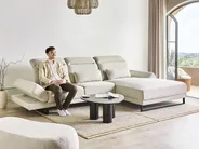 Corner Sofa 4 Seater IKAST Fabric Light Beige Left Hand_961861