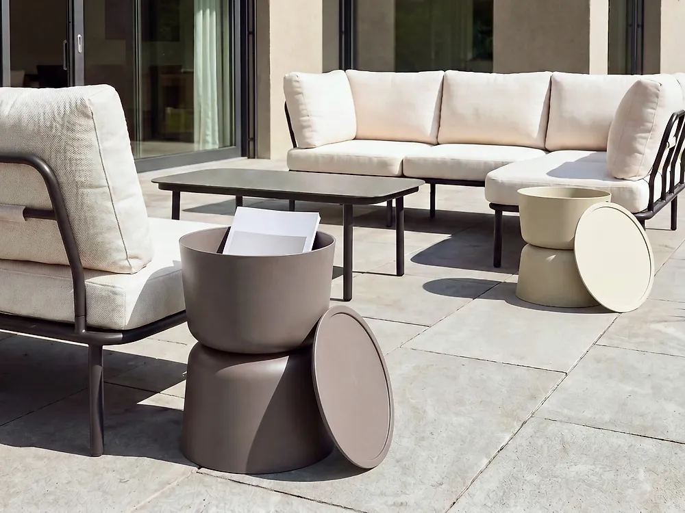 Set van 2 bijzettafels ATACAMA 32/40 cm 32/40 cm Bruin Beige_1172081