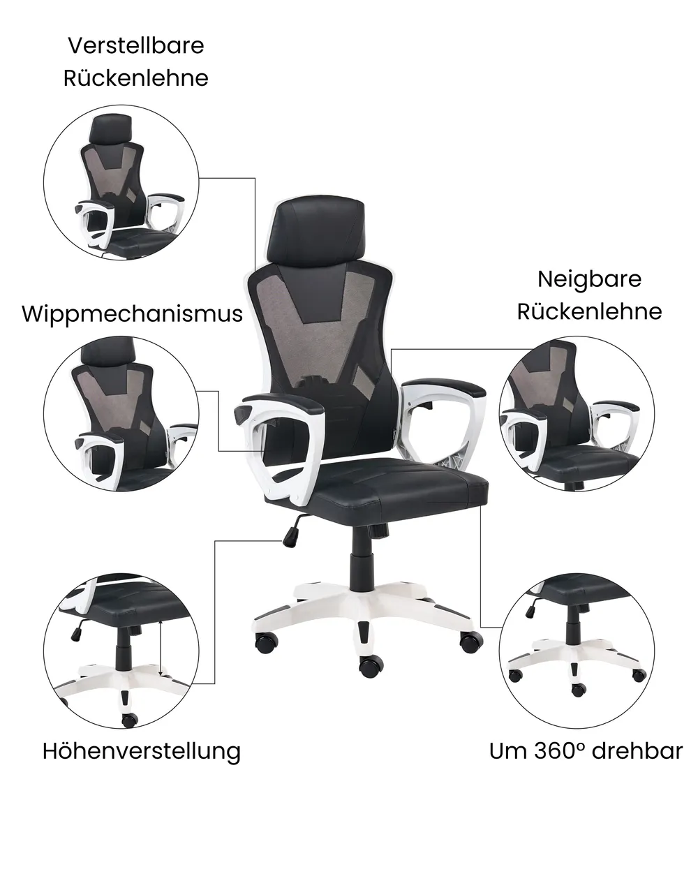 Bürostuhl IGNIS Kunstleder Weiß_1074212
