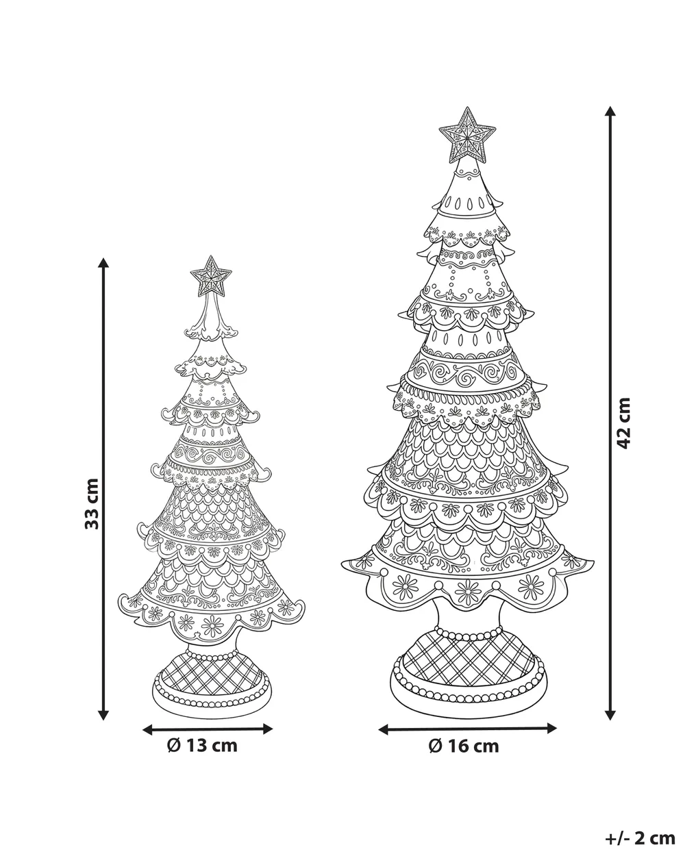 Set of 2 Christmas Decorations KOPPELO 33/42 cm Christmas Tree Brown_1175669