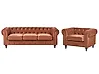 Sofa Set 4-Sitzer CHESTERFIELD Samtstoff Goldbraun
