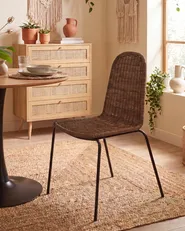 Set of 2 Dining Chairs ROXTON Rattan Dark Brown_1086609