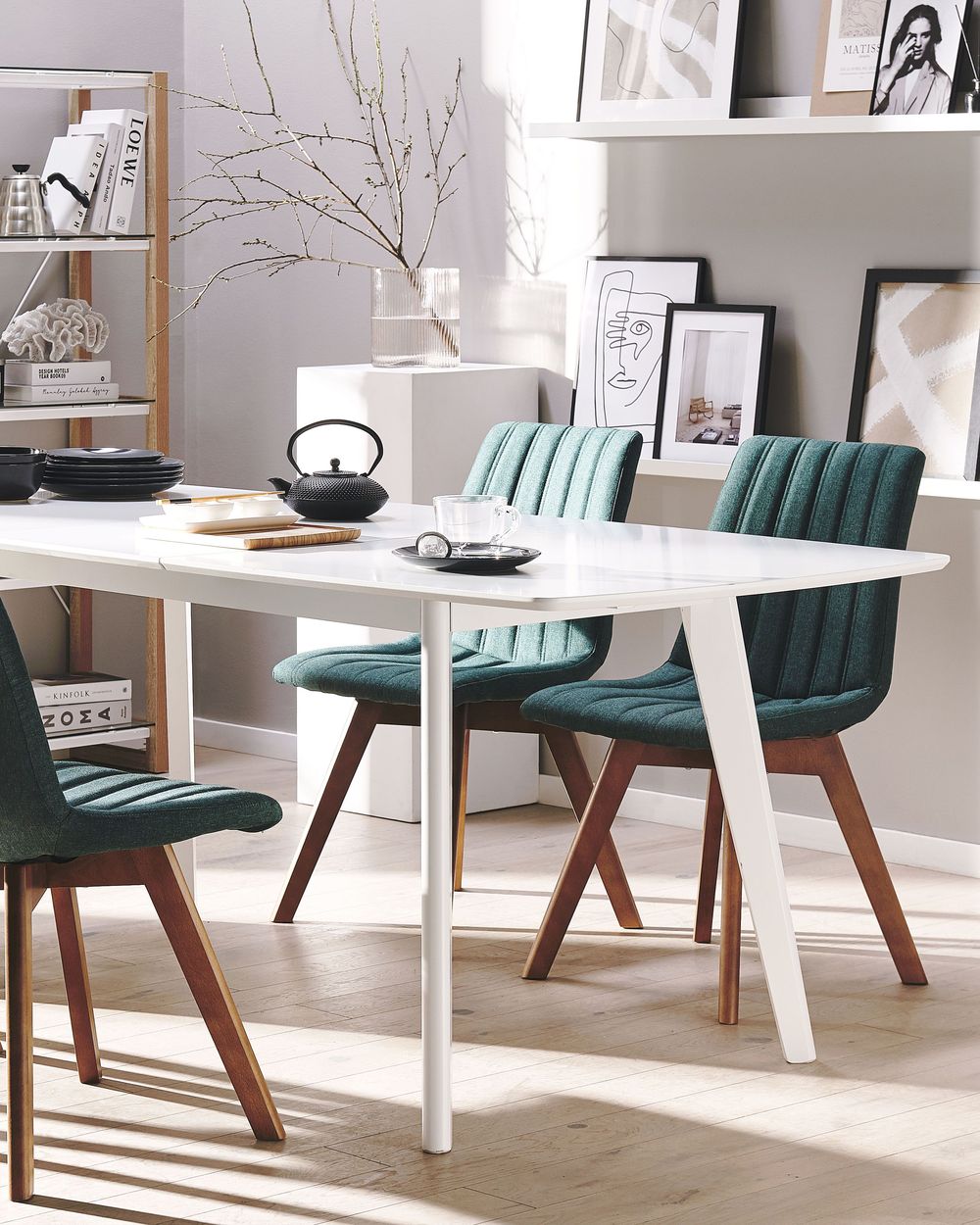 Lot de 2 chaises de salle à manger CALGARY Tissu Vert foncé