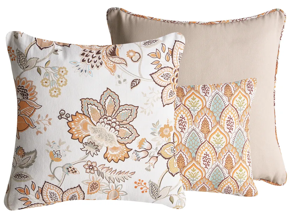 Dekokissen 3er Set HOPEA 30 x 50 cm 45 x 45 cm Baumwolle Bunt Blumenmuster