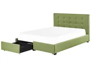 Bett mit Schubladen LA ROCHELLE Stoff Grün 180 x 200 cm_832979