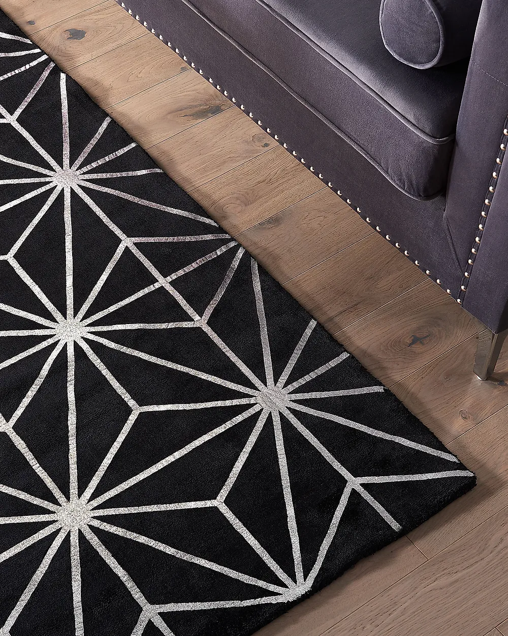 Rug SIBEL Black 140 x 200 cm Viscose_1178439