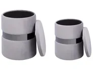 Set of 2 Storage Pouffes DORIS Velvet Light Grey_857773