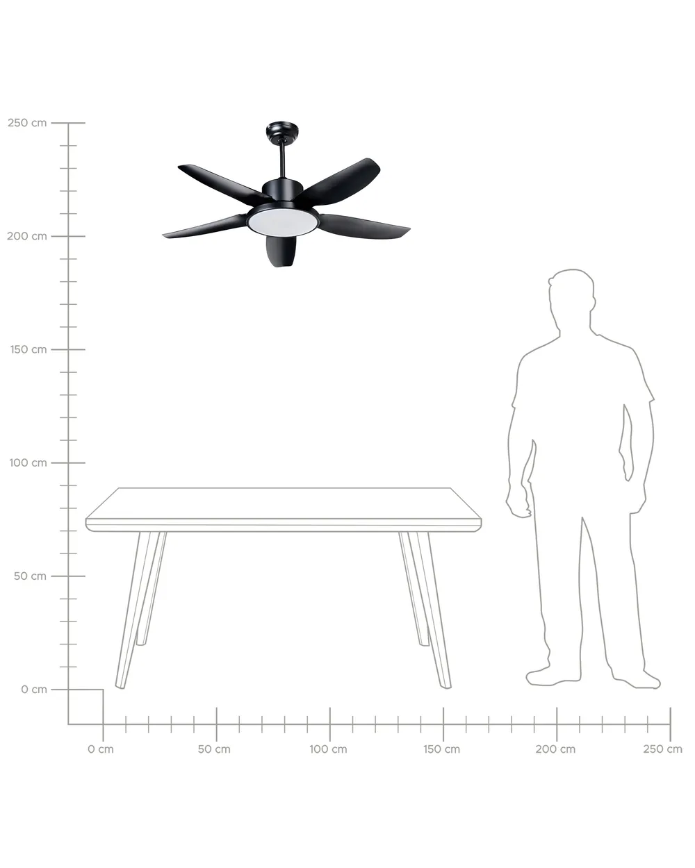 Ceiling Fan with Light LOUVET with Remote LED Black_1032214