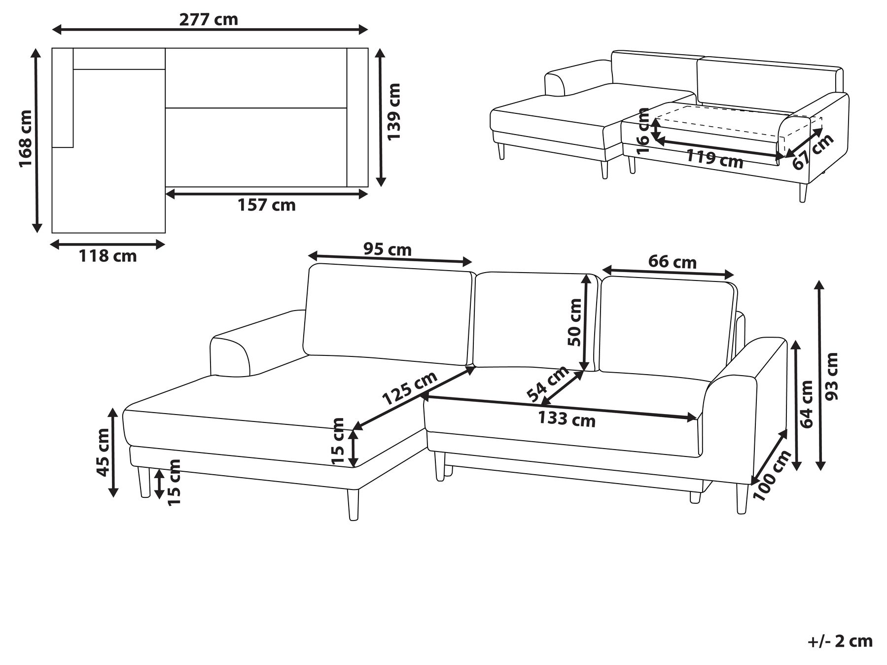 Eckschlafsofa 3-Sitzer NUBORG Chenillegewebe Taupe rechtsseitig_1018535