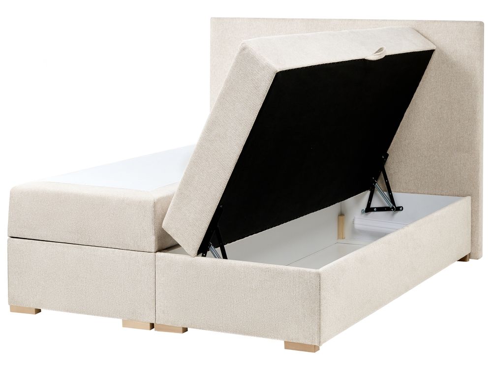 Boxspring met opbergruimte MAJOR Stof Lichtbeige 120 x 200 cm