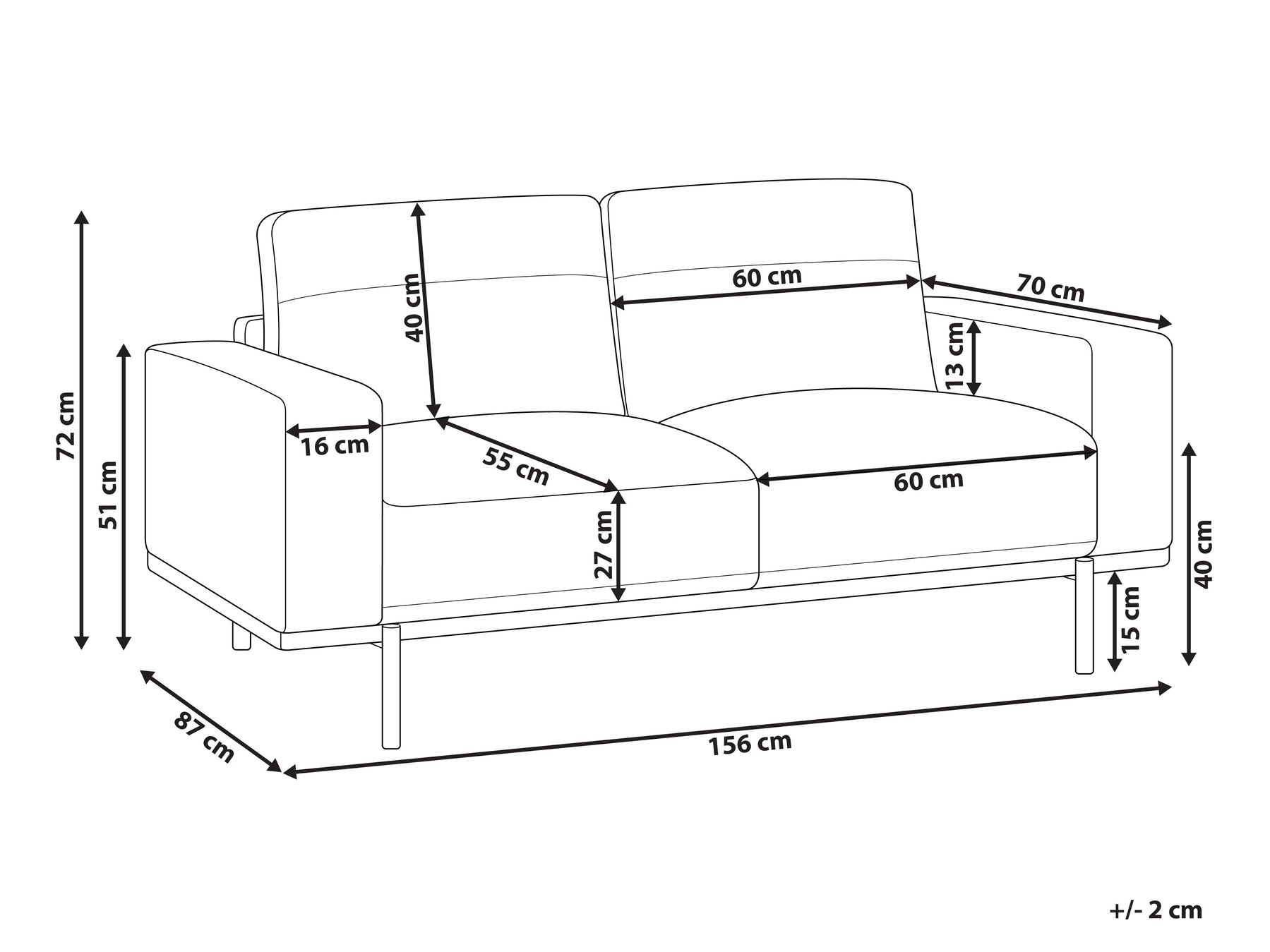 Sofa 2 Seater SOVIK Faux Leather Brown_906274