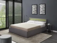 Bett mit Stauraum und LED-Beleuchtung ARMELLE Stoff Dunkelgrau 160 x 200 cm_992850