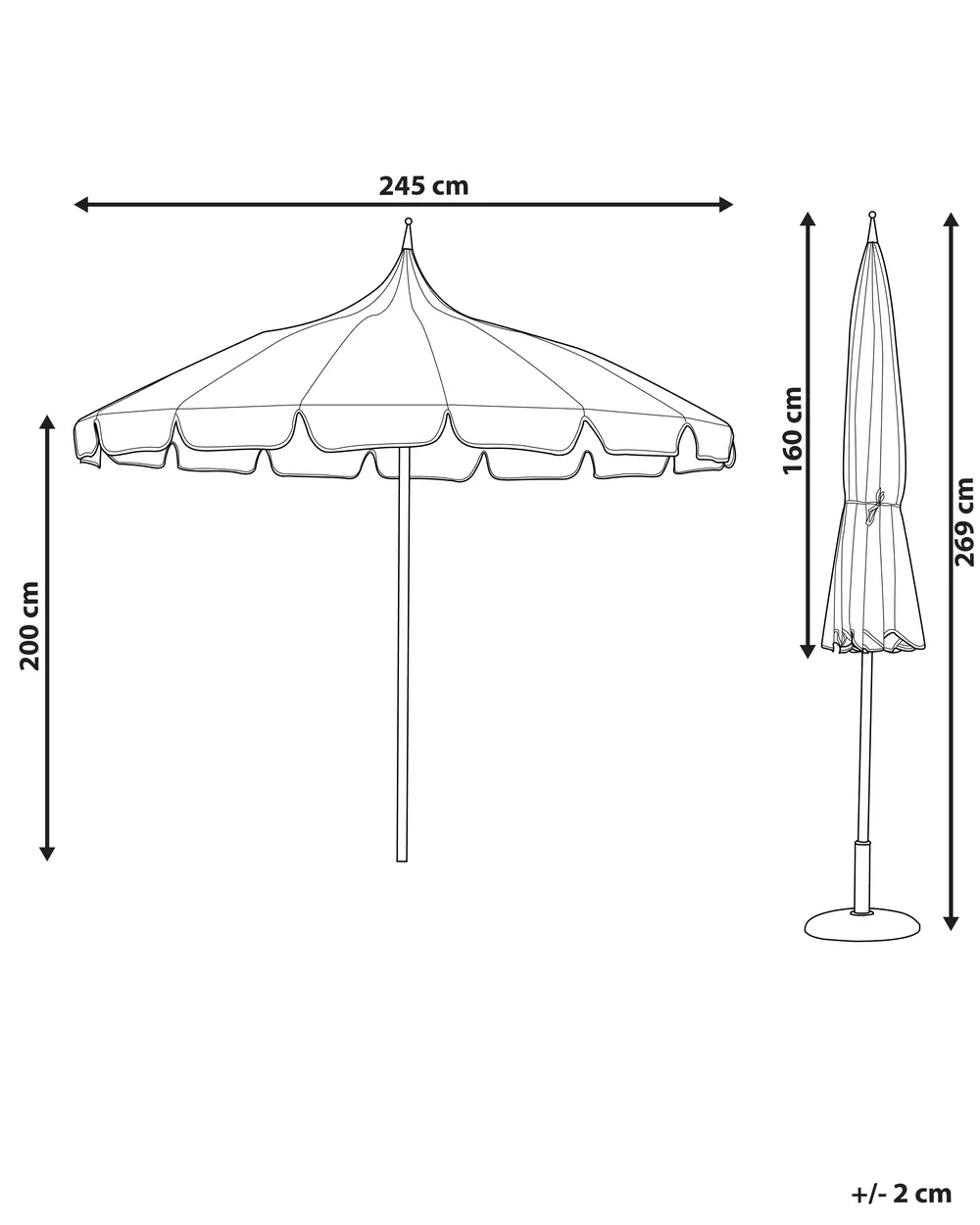Marktschirm 245 cm MINOA Schwarz / Weiß_932184