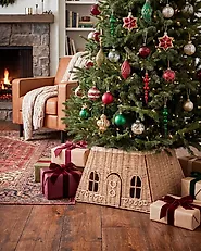 Christmas Tree Collar HALLUOTO 50 cm Paper Rope Natural_1172604