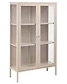Vitrine mit Glastüren NASH 90 cm Metall Beige