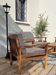 Lounge Set mit Tisch und Ottomane 4-Sitzer MANILA Akazienholz Hellbraun_821274