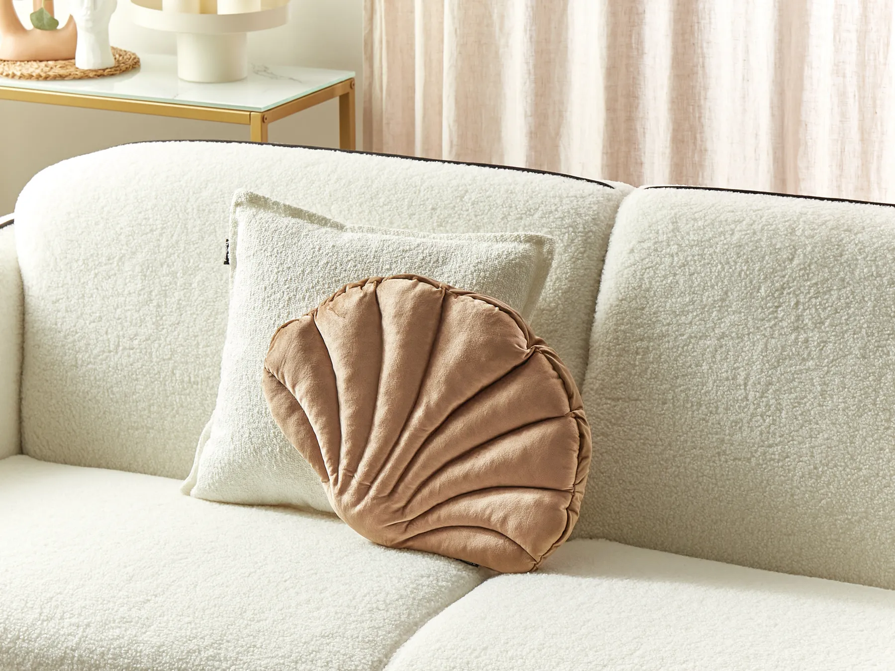 Throw Cushion CONSOLIDA 47 x 35 cm Velvet Dark Beige Solid_890976
