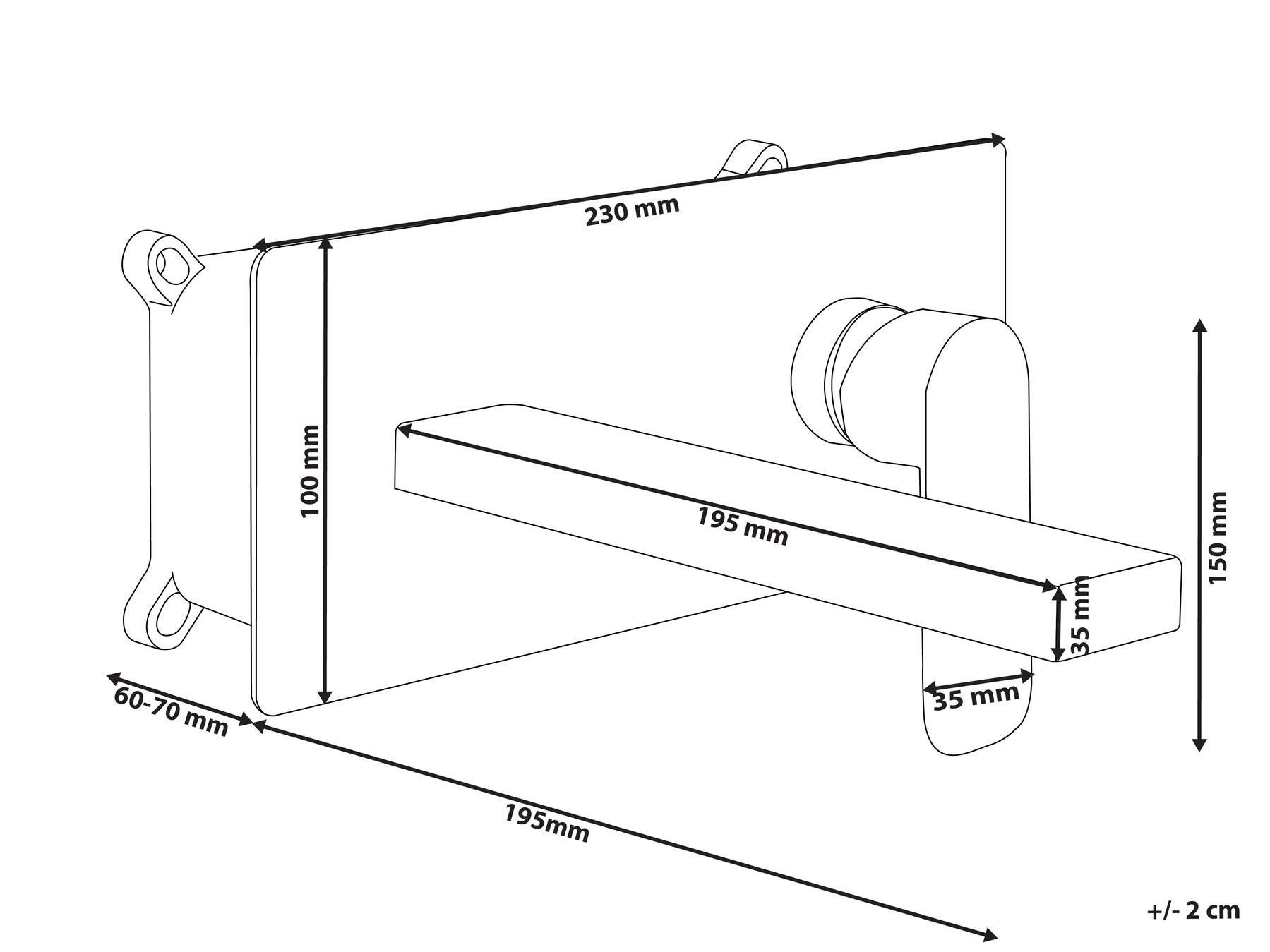 Wandmontierte Waschtischarmatur DICHATO Messing Silber_995786