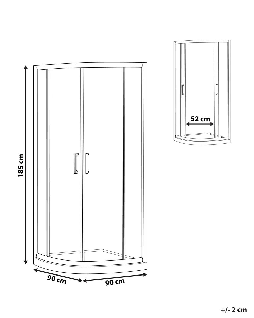 Shower Enclosure JUKATAN 900 x 900 x 1850 mm Silver_944688