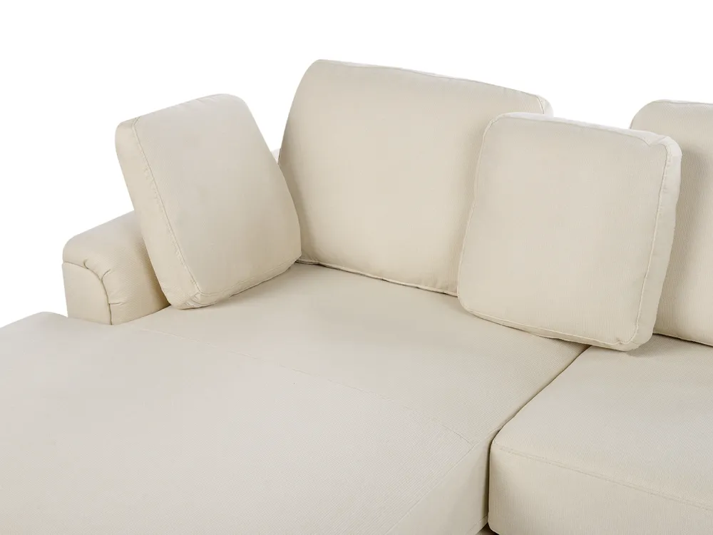 Ecksofa 4-Sitzer KOHLO mit Ottomane Stoff Hellbeige rechtsseitig_945049