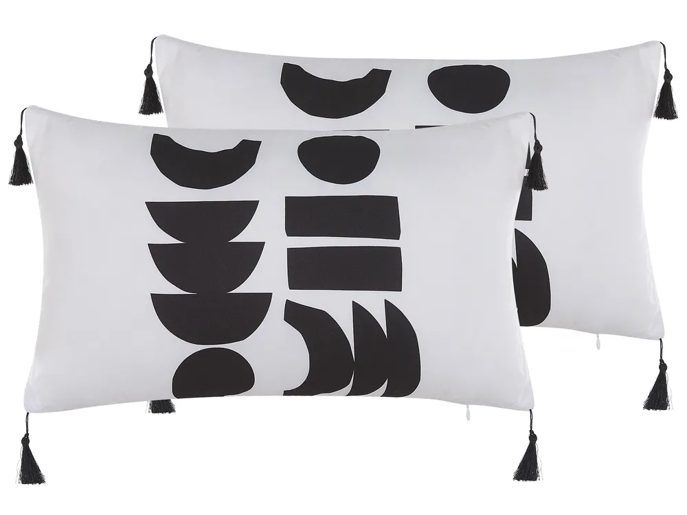 Dekokissen 2er Set LIRIOPE 30 x 50 cm Schwarz / Weiß Geometrisches Muster