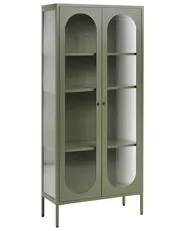 Glass Display Cabinet FOXTON 80 cm Metal Green_1108640