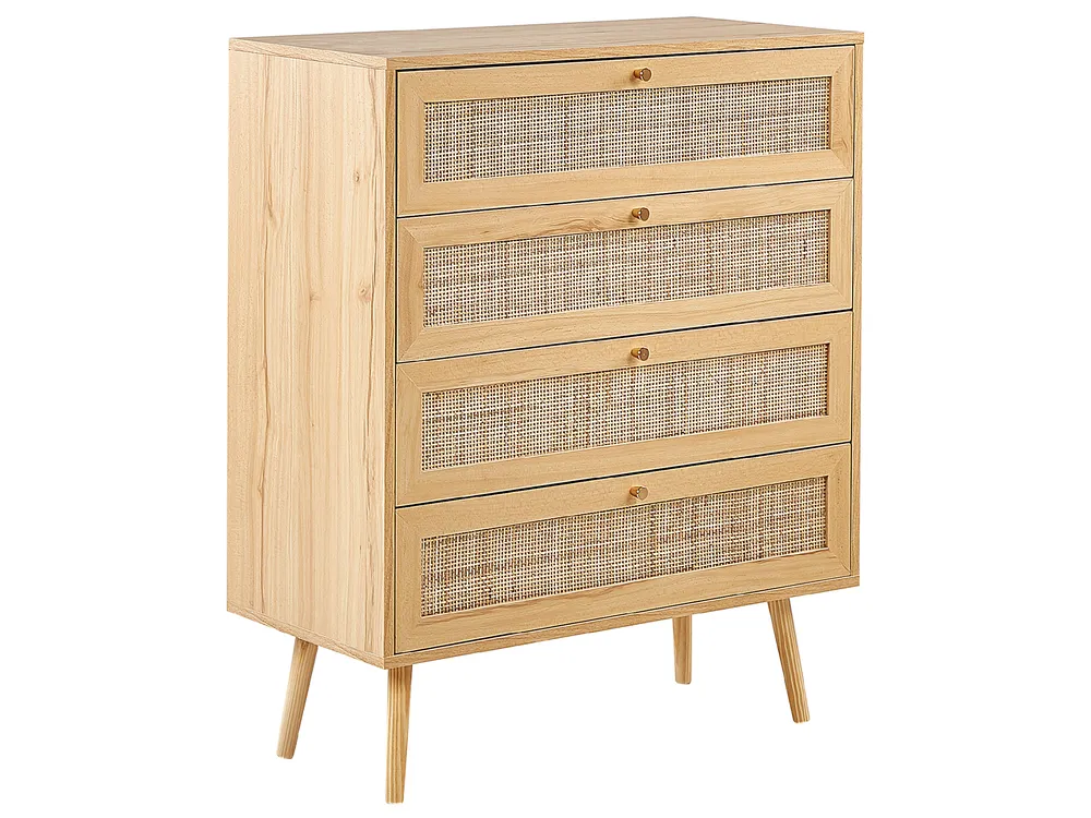 Kommode mit 4 Schubladen PEROTE Rattan Hellbraun