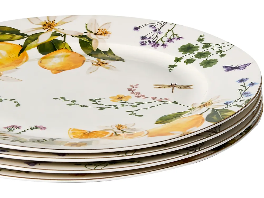 20-Piece Dinnerware Set LEMONGRASS Porcelain White/Green_1191916