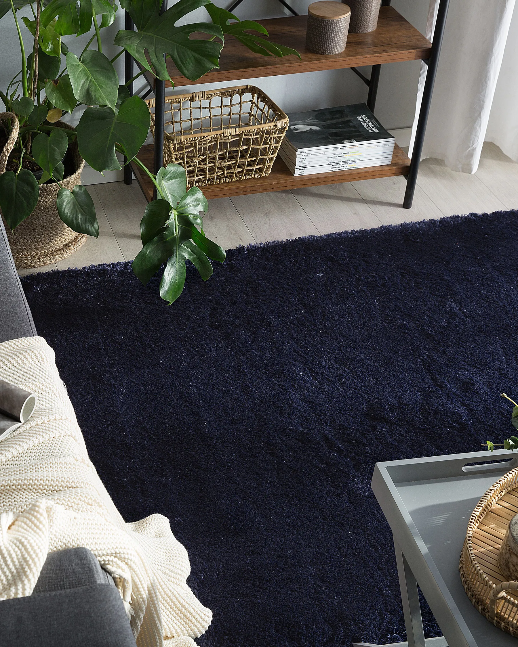 Shaggy Rug EVREN Dark Blue 200 x 200 cm_758771